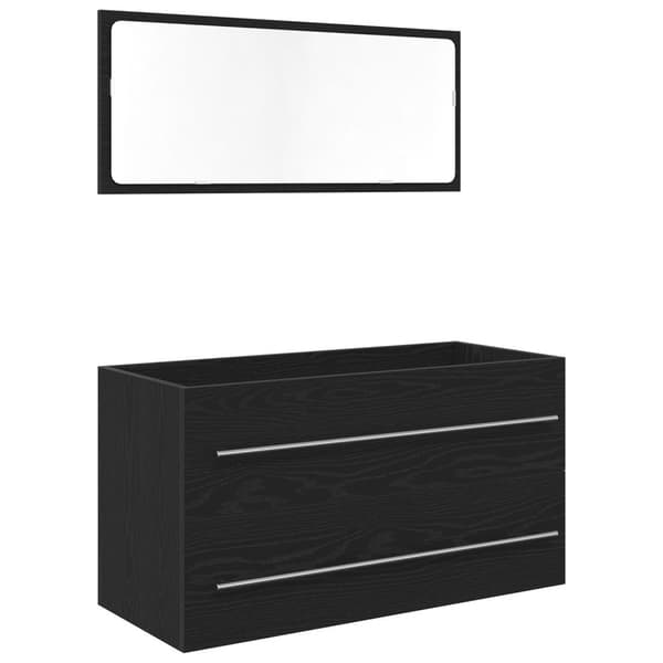 vidaXL Pesukaluste peilillä Musta tammi 90x45x1,5 cm Tekninen puu