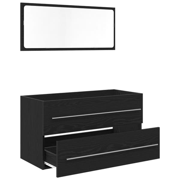 vidaXL Pesukaluste peilillä Musta tammi 90x45x1,5 cm Tekninen puu