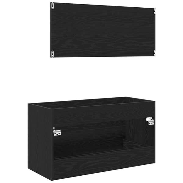 vidaXL Pesukaluste peilillä Musta tammi 90x45x1,5 cm Tekninen puu