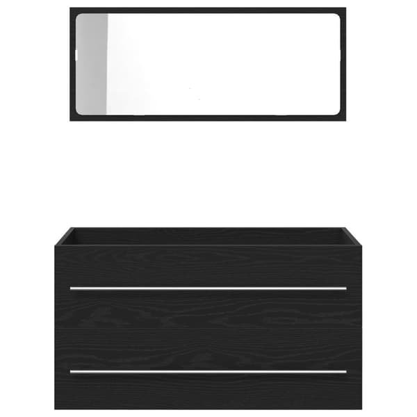 vidaXL Pesukaluste peilillä Musta tammi 90x45x1,5 cm Tekninen puu