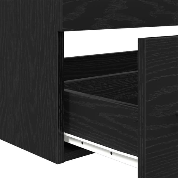 vidaXL Pesukaluste peilillä Musta tammi 90x45x1,5 cm Tekninen puu