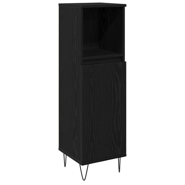 vidaXL Kylpyhuonekaappi Musta Tammi 30x30x100 cm Tekninen Puu