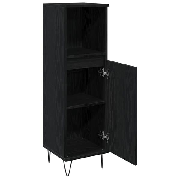 vidaXL Kylpyhuonekaappi Musta Tammi 30x30x100 cm Tekninen Puu