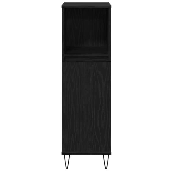 vidaXL Kylpyhuonekaappi Musta Tammi 30x30x100 cm Tekninen Puu