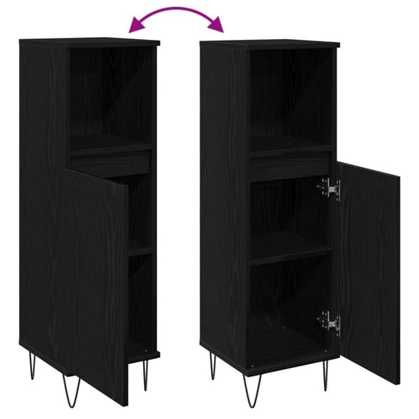 vidaXL Baderomsskap Svart Eik 30x30x100 cm Konstruert Tre