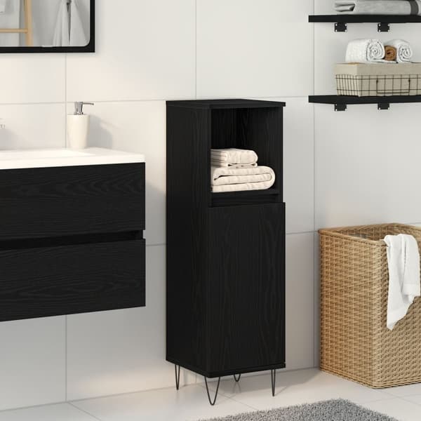 vidaXL Baderomsskap Svart Eik 30x30x100 cm Konstruert Tre