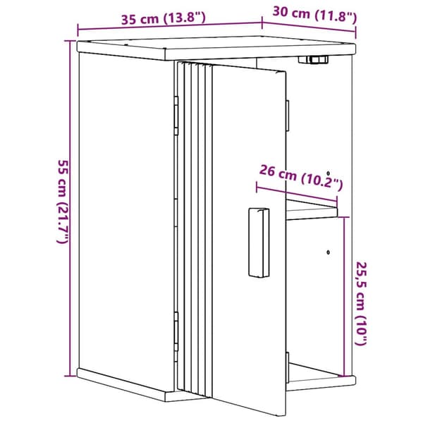 vidaXL Baderom Oppbevaringsskap 35x30x55 cm Solid Tre Furu