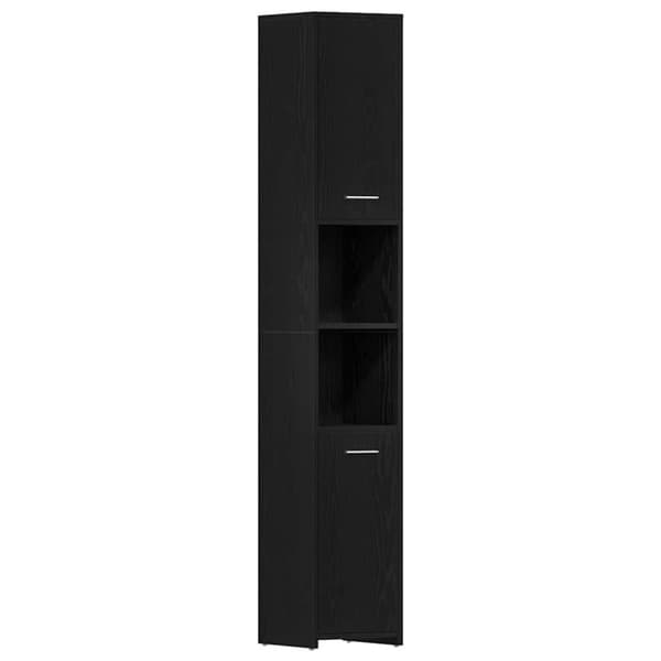 vidaXL badeværelsesskab 30x30x183,5 cm konstrueret træ sort-eg