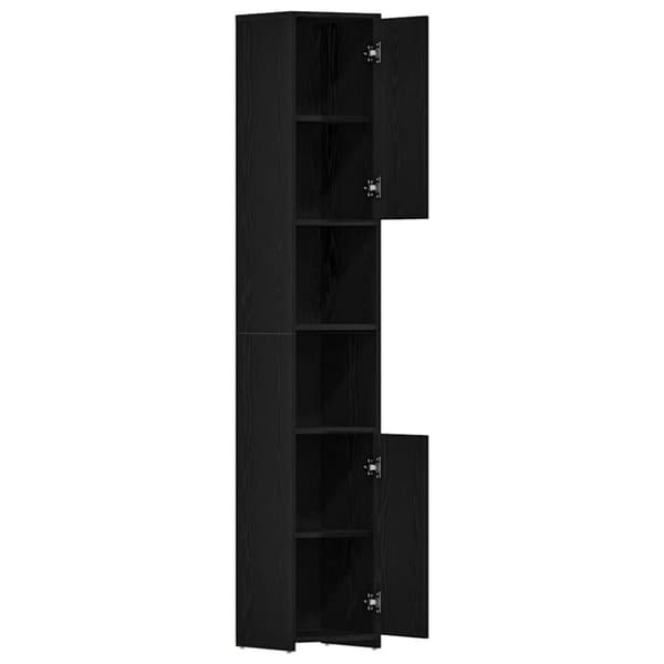 vidaXL badeværelsesskab 30x30x183,5 cm konstrueret træ sort-eg