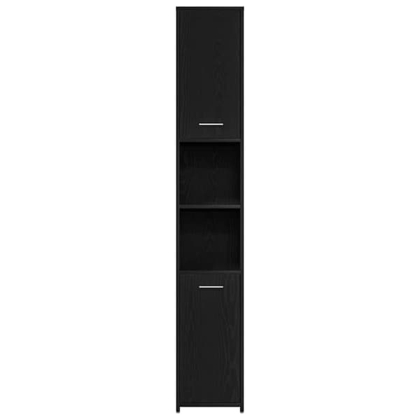 vidaXL badeværelsesskab 30x30x183,5 cm konstrueret træ sort-eg