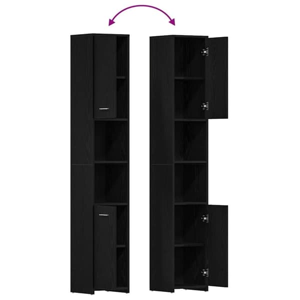 vidaXL badeværelsesskab 30x30x183,5 cm konstrueret træ sort-eg