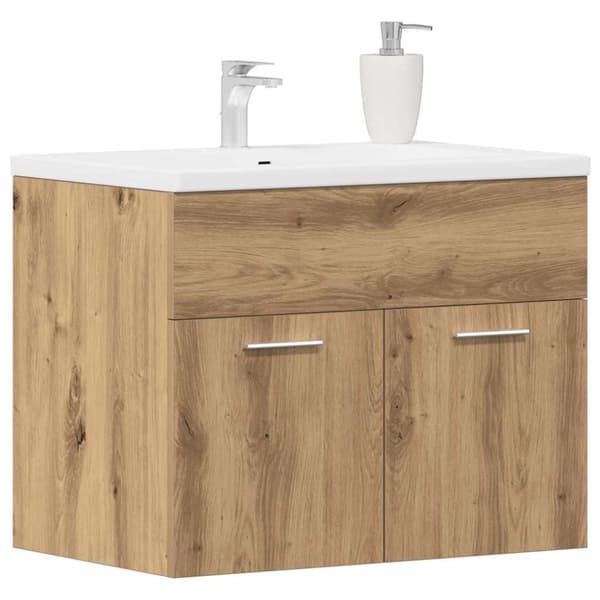 vidaXL badeværelsesvaskeskab 60x38,5x46 cm konstrueret træ kunsteg