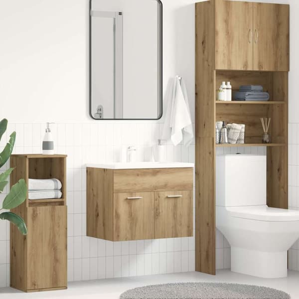 vidaXL badeværelsesvaskeskab 60x38,5x46 cm konstrueret træ kunsteg