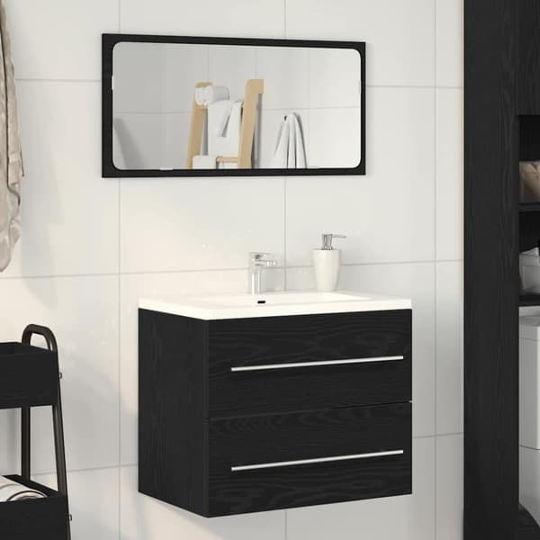 vidaXL badeværelsesvaskeskab 60x38,5x48 cm konstrueret træ sort egetræ