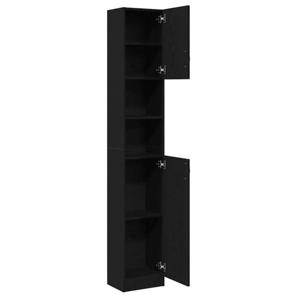 vidaXL Baderomsskap svart eik 32x25,5x190 cm konstruert tre
