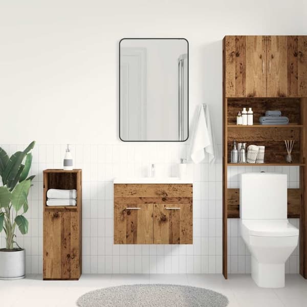 vidaXL badeværelsesvaskeskab 60x38,5x46 cm konstrueret træ antikt træ