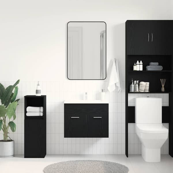 vidaXL badeværelsesvaskeskab 60x38,5x46 cm konstrueret træ sort egetræ