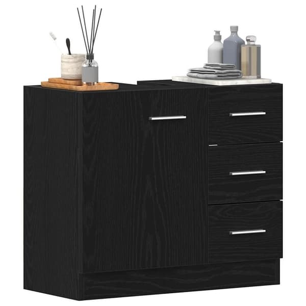 vidaXL underskab til håndvask 63x30x54 cm konstrueret træ sort egetræ