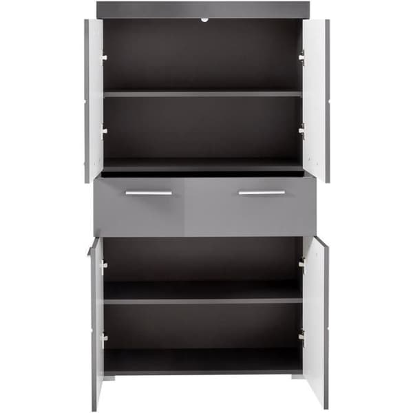 AMANDA dubbelpelare - 4 dörrar + 1 låda - L73 x D31 x H130 cm - Grå - TRENDTEAM