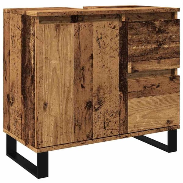 Tvättställsskåp åldrat trä 65x33x60 cm konstruerat trä