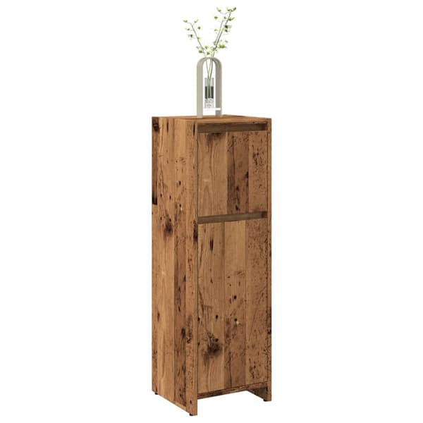 Badrumsskåp åldrat trä 30x30x95 cm konstruerat trä