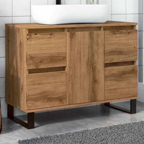 Tvättställsskåp artisan ek 80x33x60 cm konstruerat trä