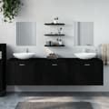 Miniatyrbild 1 av 2: Badrumsmöbler 6 delar set svart konstruerat trä