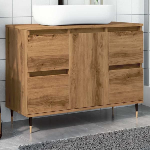 Badrumsskåp artisan ek 80x33x60 cm konstruerat trä