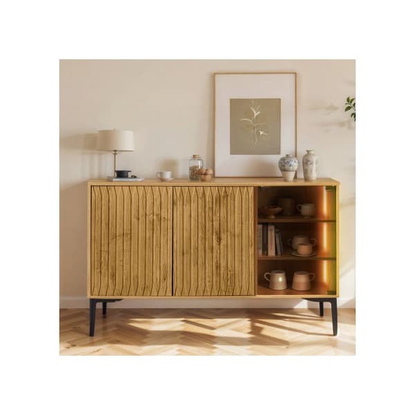 Badrumsarmoir, sidobord, med belysningsarmatur, bredd 120 cm, glasdörr.