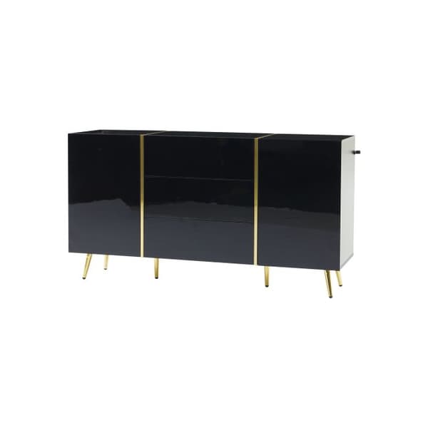 Multifunktionell förvaringsskåp med 2 dörrar och 3 lådor, matsalsmöbel, gulddekor, 140*40*76cm