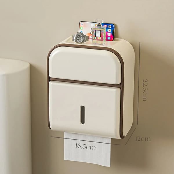 Toiletpapirholder, Multifunktionelt Design, Ingen Boring Installation, Vandtæt Kasse,HVID