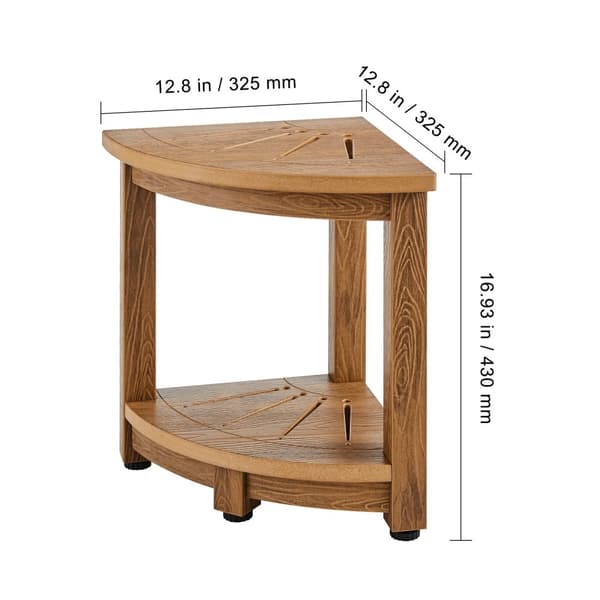 Teak Duschbänk, Mögelresistent, Platsbesparande Hörndesign,16,5 tum i 12,8 tum