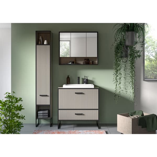 Bagno baderomsinnredning 3 deler inkl. vask lysegrå, kremfarget.