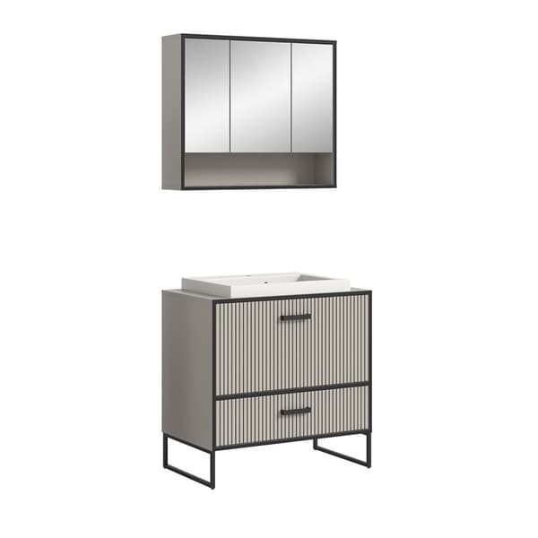 Bagno baderomsinnredning 2 deler inkl. vask lysegrå, kremfarget.