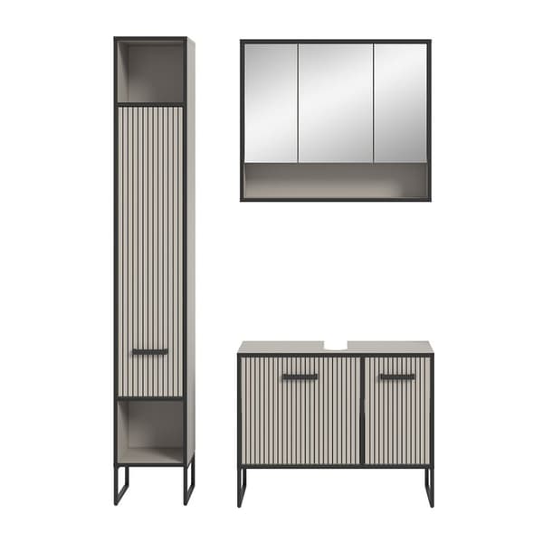 Bagno baderomsinnredning 3 deler lysegrå, kremfarget.