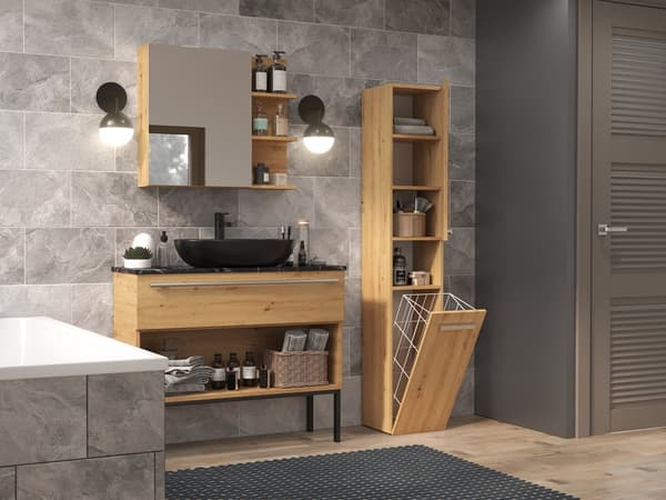 BADEVÆRELSESSKAB MED KURV NEL III SØJLEFARVE ARTISAN OAK