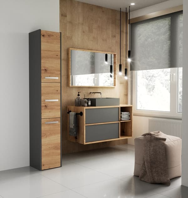 BADEVÆRELSESSKABSSØJLE S33 ANTRACIT FARVE ARTISAN OAK