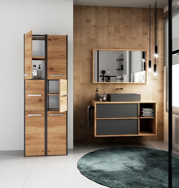 BADEVÆRELSESSKABSSØJLE S33 ANTRACIT FARVE ARTISAN OAK
