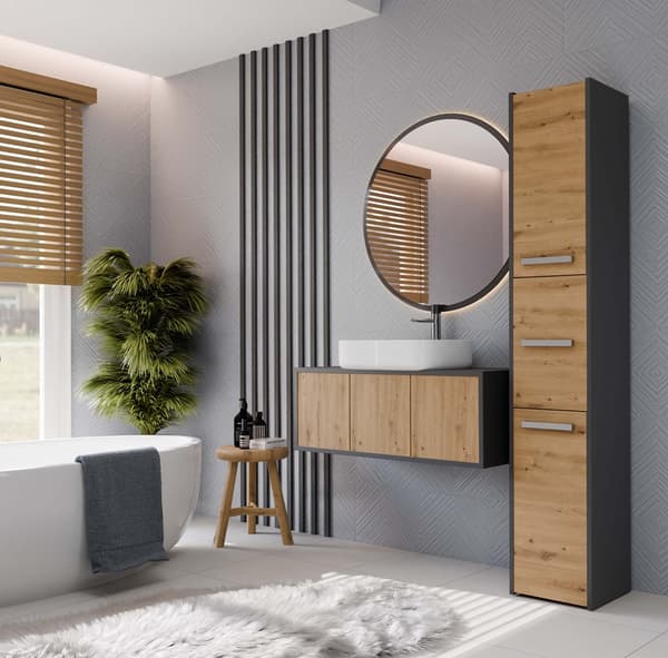 BADEVÆRELSESSKABSSØJLE S33 ANTRACIT FARVE ARTISAN OAK