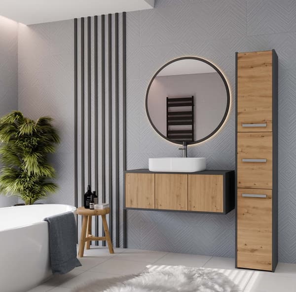 BADEVÆRELSESSKABSSØJLE S33 ANTRACIT FARVE ARTISAN OAK