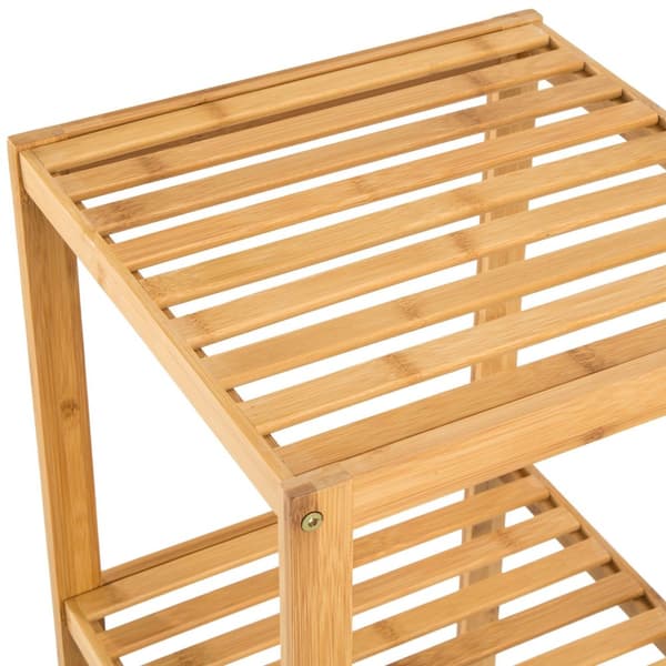 Hylla i bambu, 4 hyllplan - brun