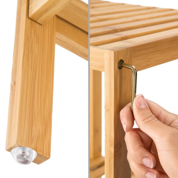 Reol i bambus, 4 hylder 33x33x97cm - brun