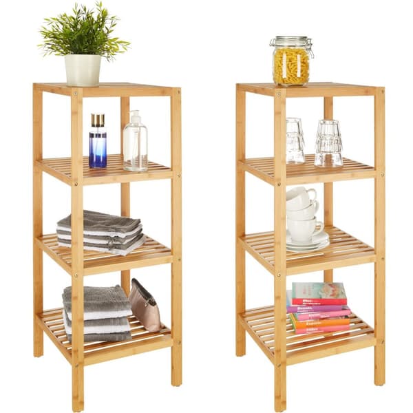Reol i bambus, 4 hylder 33x33x97cm - brun
