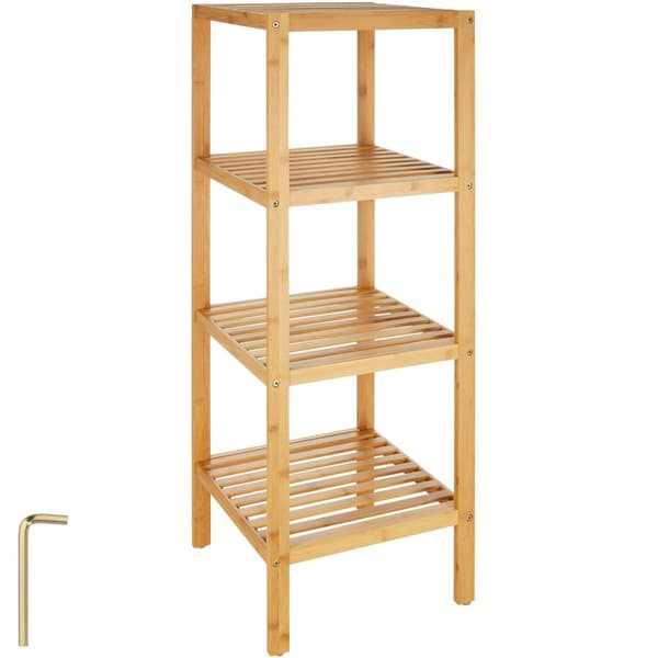Reol i bambus, 4 hylder 33x33x97cm - brun