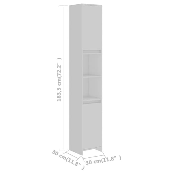 vidaXL Baderomsskap hvit 30x30x183,5 cm sponplate