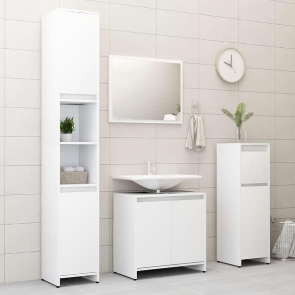vidaXL badeværelsesskab 30x30x95 cm konstrueret træ hvid