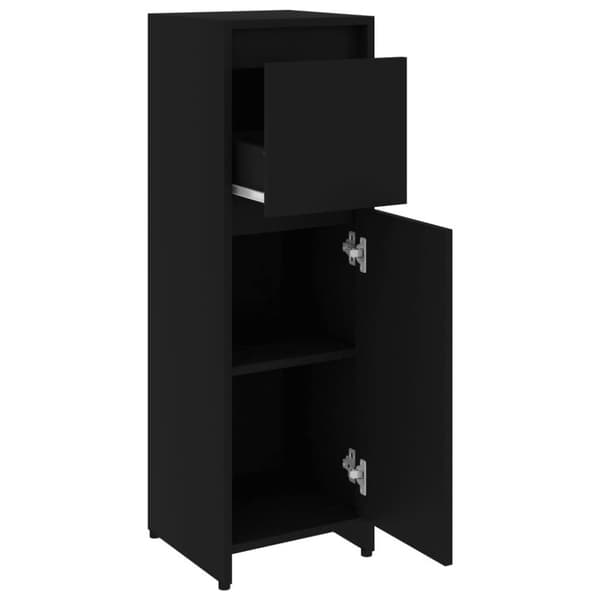 vidaXL badeværelsesskab 30x30x95 cm spånplade sort