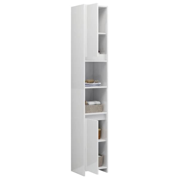 vidaXL badeværelsesskab 30x30x183,5 cm spånplade hvid højglans