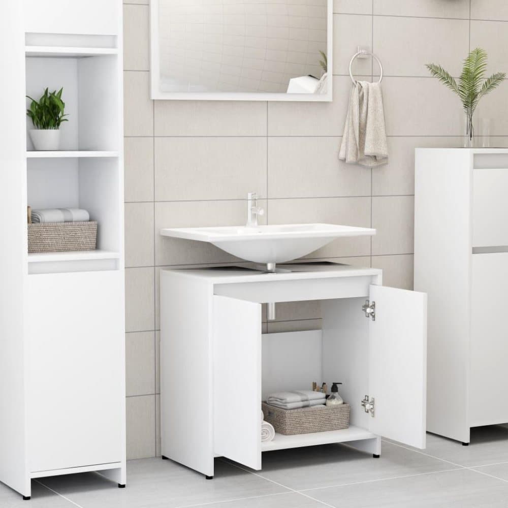 vidaXL Badrumsskåp vit 60x33x61 cm spånskiva
