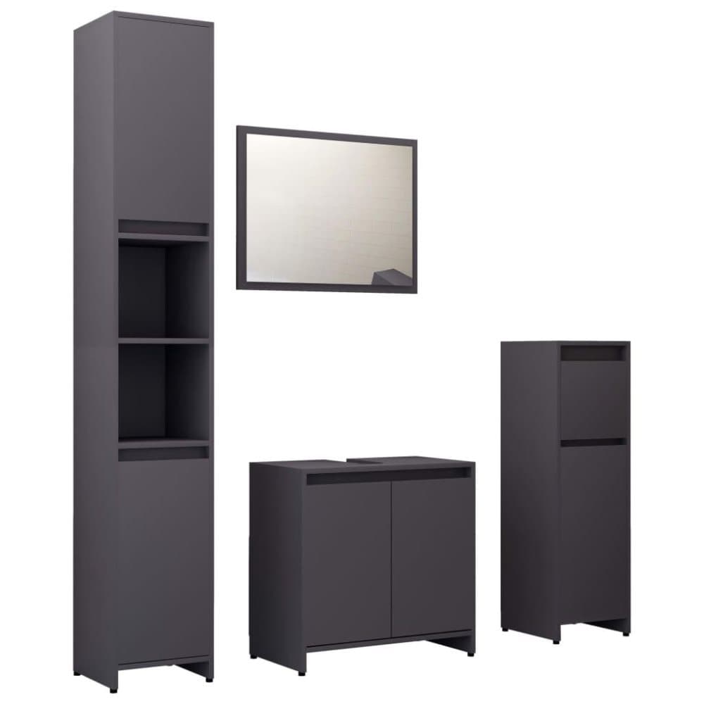 vidaXL Baderomsmøbler 4 deler grå sponplate